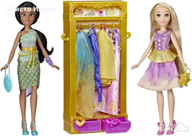 Моден гардероб Disney Princess - С кукли Жасмин и Рапунцел, снимка 4 - Кукли - 48064150