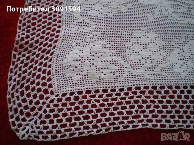 Красива бяла квадратна  плетена на една кука покривка, снимка 10 - Покривки за маси - 50181816