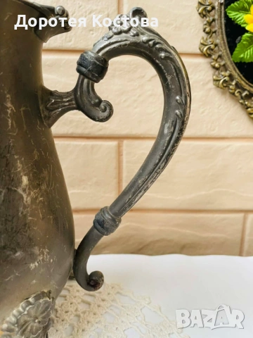 Красив посребрен чайник от Англия с цветя, снимка 4 - Антикварни и старинни предмети - 53568595