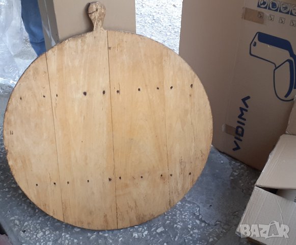 Дървена дъска, месене,хляб, голям дървен кръг фурнаджийска лопата кухня фурна тесто механа пица, снимка 7 - Антикварни и старинни предмети - 28878594
