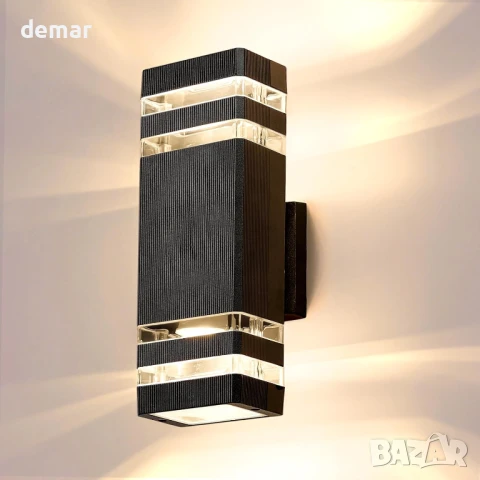 Warmiehomy Външна стенна лампа, модерна LED 2хGU10, нагоре-надолу, IP67, 29 см