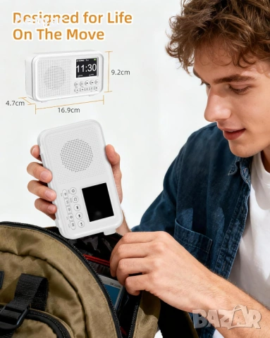 Преносимо DAB/FM радио Mesqool с Bluetooth, двойна аларма, жак за слушалки, 3000mAh, снимка 6 - Радиокасетофони, транзистори - 53719404