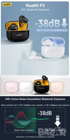 Realfit f3 Bluetooth слушалки , снимка 2 - Bluetooth слушалки - 49991881
