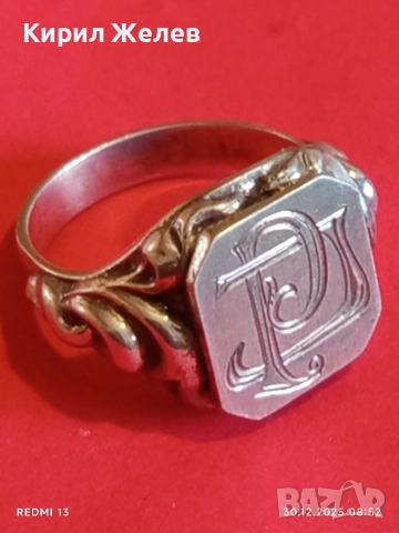 Старинен сребърен пръстен с монограм орнаментиран ювелирна изработка 51827, снимка 9 - Пръстени - 52933353