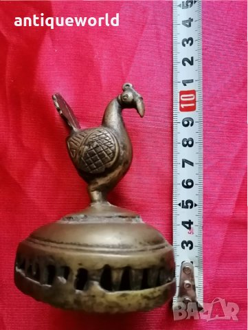 Старинна Индо Персийска Бронзова Статуетка , Фигура ПАУН, снимка 6 - Антикварни и старинни предмети - 34763115