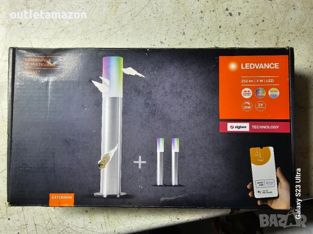 Комплект Ledvance Smart+ WiFi Garden 3 Pole смарт външна лампа от 3 части, снимка 3 - Външни лампи - 52556713