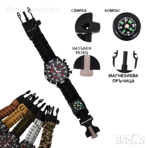 Подаръчен комплект Часовник - гривна за оцеляване, запалка и мултифункционален инструмент, снимка 3 - Декорация за дома - 41261419