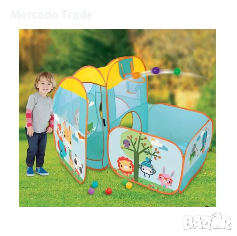 Комплект палатка за игра с топки Mercado Trade, За деца, Цветен, снимка 4 - Играчки за стая - 50437502