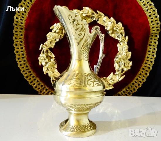 Персийска бронзова кана 320 гр.,арабска калиграфия. , снимка 2 - Антикварни и старинни предмети - 52506720