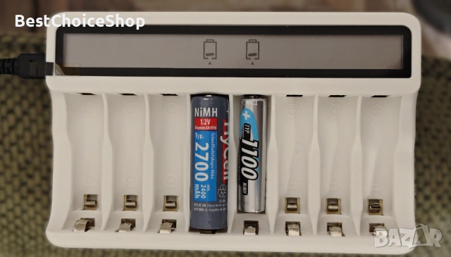 Зарядно устройство за 8 батерии Powerowl, Fast Charge с 8 слота за AA/AAA батерии, LCD дисплей, снимка 5 - Друга електроника - 53254024