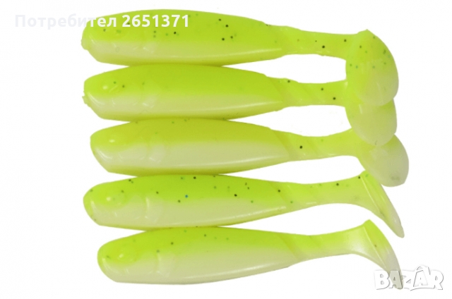 Силиконова примамка с Т-опашка 2.3 гр./6.5 см., 5 броя, снимка 2 - Такъми - 36064996