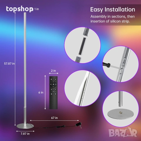 Смарт LED Лампа (Лампион) 147см – RGB + Топло/Студено Бяло, WiFi, Alexa & Google  , снимка 5 - Лед осветление - 53216899