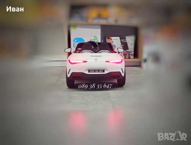 ТОП ЦЕНА!НОВО!Акумулаторна кола Mercedes SL63 AMG с 12V батерия,EVA гуми,кожена седалка, снимка 7 - Електрически играчки - 49602070