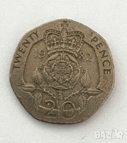 Монета - Twenty pence 1982 г, снимка 2 - Нумизматика и бонистика - 53338552