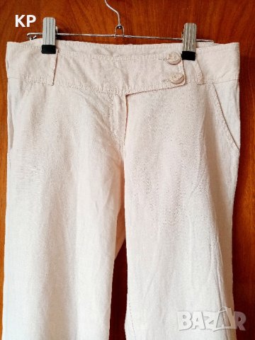 Прав ленен панталон с ниска талия , снимка 3 - Панталони - 42032161