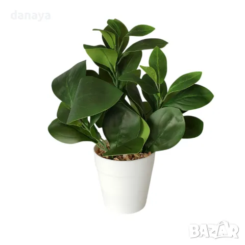 5751 Изкуствено цвете в бяла саксия, 28 см, снимка 2 - Изкуствени цветя - 49343354