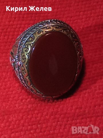 ОГРОМЕН СТАР ТУРСКИ СРЕБЪРЕН СКЪПОЦЕНЕН РЕТРО ПРЪСТЕН СРЕБРО 925 с ПОЛИРАН КАРНЕОЛ в ПОЗЛАТА 30747, снимка 17 - Антикварни и старинни предмети - 40575365