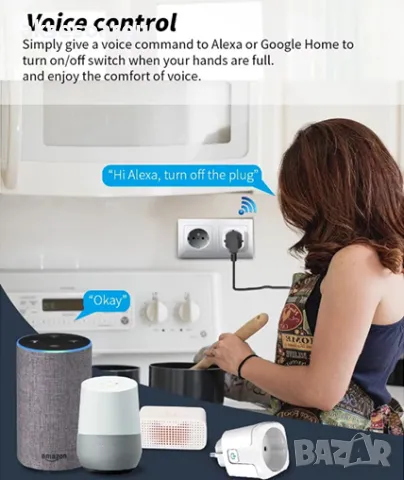 Умен Wi-Fi Контакт eWelink WiFi Smart Socket Plug 20A EU с гласово управление поддръжка на Alexa, снимка 6 - Друга електроника - 50286219