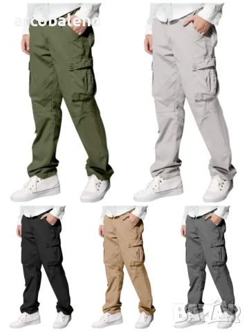 Мъжки свободни ежедневни прави карго панталони с няколко джоба, 5цвята 