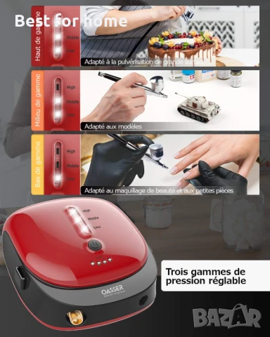 Комплект за аерограф Oasser с регулируемо налягане за моделиране, козметика, стилизиране, боядисване, снимка 4 - Други инструменти - 51052121