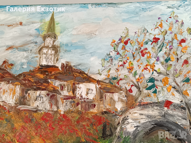Рисувана, маслена картина "Мостът в Трявна", снимка 7 - Картини - 44812267