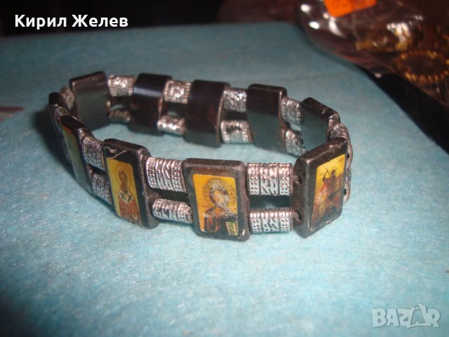 РЕЛИГИОЗНА СРЕБРИСТА МАГНИТНА АРТ ГРИВНА с ПРАВОСЛАВНИ ИКОНКИ от КАМЪК МАГНЕТИТ 26676, снимка 8 - Гривни - 34806172