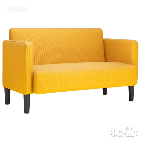 vidaXL Диван с мека мебел, светложълт, 109 см, велурена тъкан
