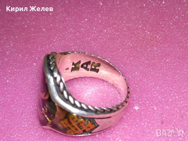 KAR 925 ПИРАТСКИ АВТОРСКИ ЕМАЙЛИРАН СРЕБЪРЕН ПРЪСТЕН СРЕБРО 925 РЪЧНА МАЙСТОРСКА АРТ ИЗРАБОТКА 43080, снимка 4 - Пръстени - 44390827