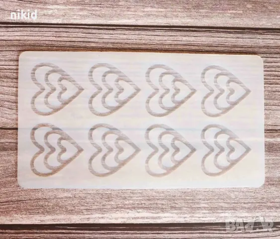 8 сърца сърце с вълнички топер борд силиконова форма молд за украса декорация торта фондан шоколад , снимка 3 - Форми - 18648001