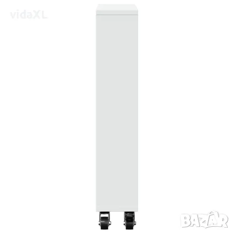 vidaXL Тясна количка за съхранение, бяла, 48x13x68 см, инженерно дърво, снимка 5 - Кутии за съхранение - 56148188