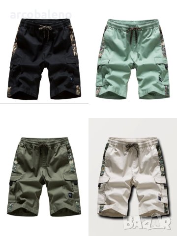 Мъжки карго къси панталони с джоб с шнур и еластична талия, 4цвята