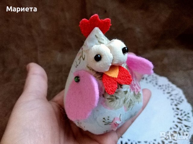 Нежна сладка текстилна кокошка Ръчна Изработка  Пиле Малък Великденски Подарък Декорация , снимка 3 - Декорация за дома - 40046647