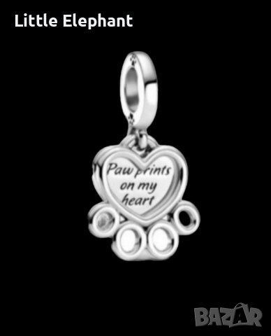 Висящ сребърен елемент лапичка"Моят любимец"/нов, снимка 1