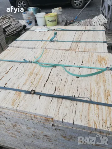 Светъл травертин на плочи, снимка 2 - Строителни материали - 48809908