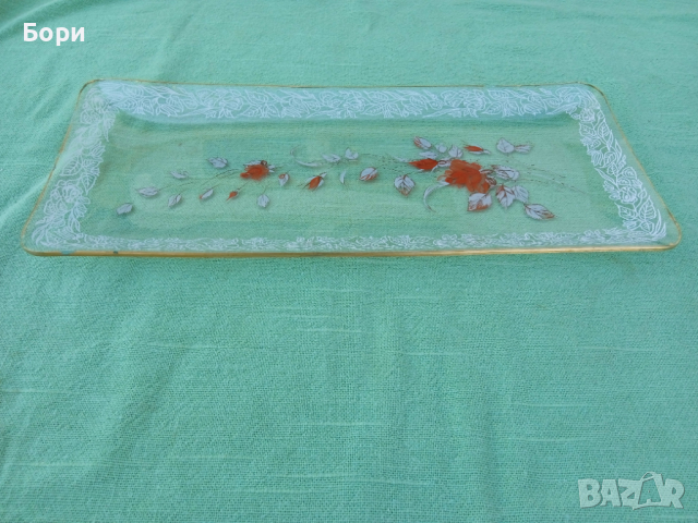 Стара стъклена чиния/плато, снимка 3 - Чинии - 36242463