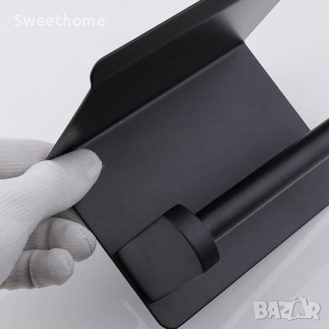 Метална дръжка/стойка за тоалетна хартия/черен мат + стойка за телефон, снимка 2 - Закачалки - 40980306