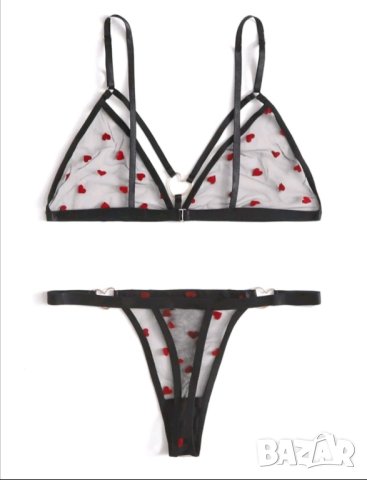 Дамско бело комплект прозрачни сутиен и прашки , снимка 4 - Бельо - 41813056