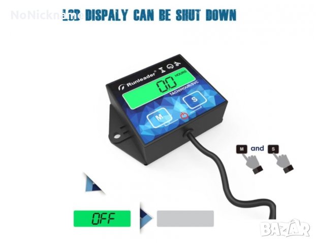Runleader RL-HM011G Тахометър Моточасовник Брояч на Мото Часове за кросов мотор атв лодки агрегати, снимка 3 - Аксесоари и консумативи - 33527099