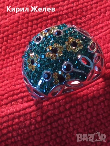 Ретро сребърен пръстен с флорален абстрактен дизайн с СМАРАГДИ, ЦИТРИН, ТУРМАЛИН Арт бижу 51817, снимка 13 - Пръстени - 53004037