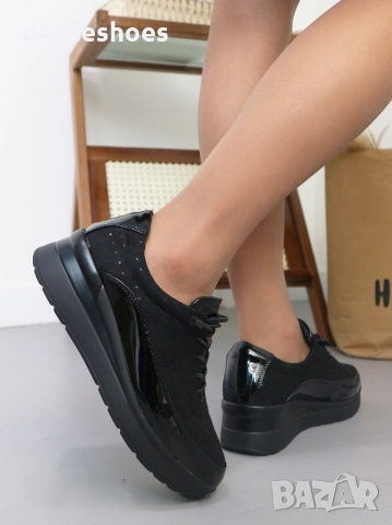 Дамски обувки в черно на платформа , снимка 3 - Дамски ежедневни обувки - 51535277