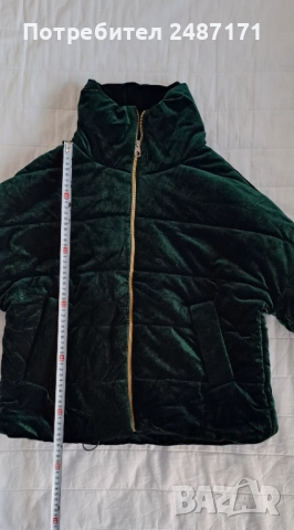 Зелено топло кадифено дамско яке, снимка 4 - Якета - 52796012