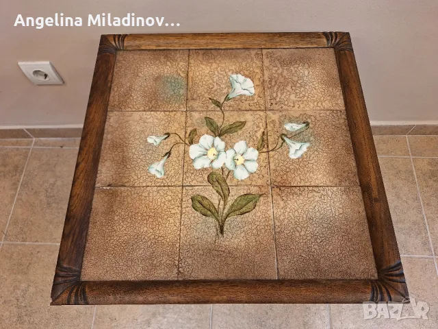 винтидж маса с плочки и ратан , снимка 5 - Маси - 48826936