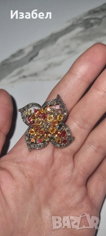 Пръстен с цветни сапфири и диаманти