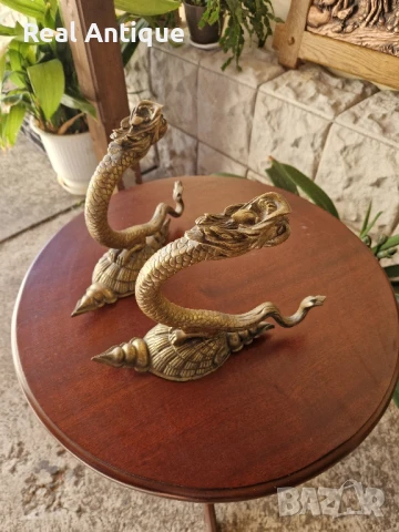 Чифт Уникални антикварни английски бронзови държачи за завеси от 19 век , снимка 3 - Антикварни и старинни предмети - 50605375