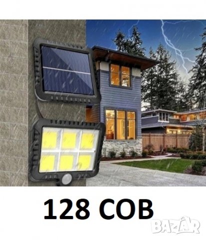 Водоустойчава соларна LED лампа с отделен соларен панел 128 СОВ, снимка 4 - Соларни лампи - 39474144