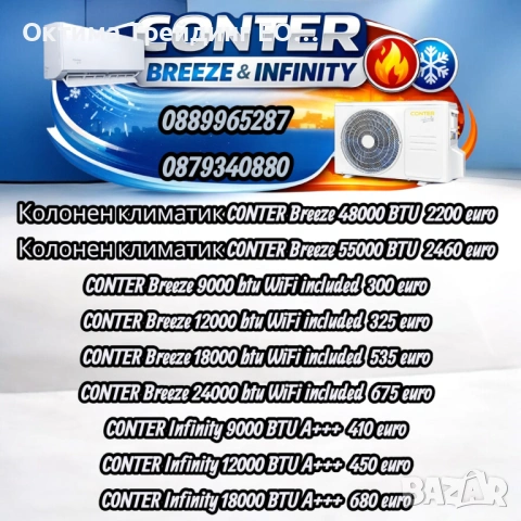 Колонен климатик CONTER Breeze 55000 BTU - 6 броя на склад 2460 евро с ДДС, снимка 7 - Климатици - 53587779
