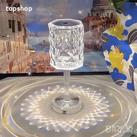 НОВА LED кристална настолна лампа Ausolee, сензорна и димируема [16 цвята и 4 режима] с дистанционно