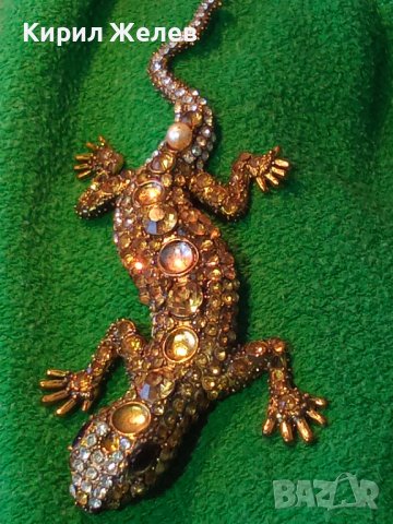 Стар ЗЛАТИСТ МЕСИНГОВ ГУЩЕР - ВАРАН с ФАСЕТИРАНИ ИСКРЯЩИ КРИСТАЛИФИГУРКА СТАТУЕТКА за КОЛЕКЦИЯ 32875, снимка 2 - Декорация за дома - 38892464