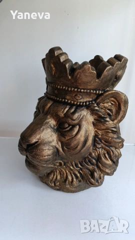  „Лъв с корона“, впечатляваща скулптура, символ на сила, увереност и успех., снимка 8 - Статуетки - 53580063