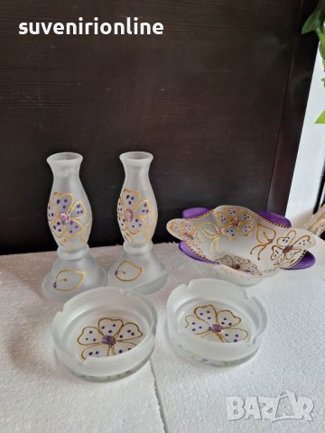стъклен декоративен комплект, снимка 6 - Декорация за дома - 41001526